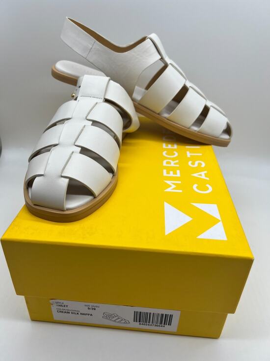 Merces Castillo Shoes - Mercedes Castillo Kailey Caged Fisherman White Leather Sandals Women's Size 9